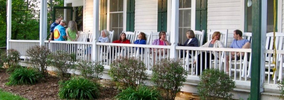 Friends sitting on porch